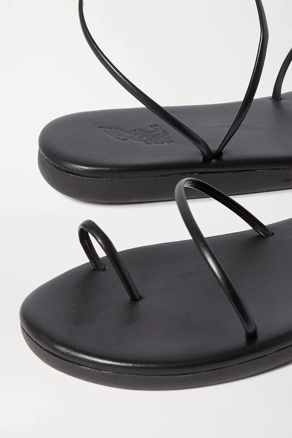 Ancient Greek Sandals - Kansiz Faux Leather Sandals - Black - Image 4