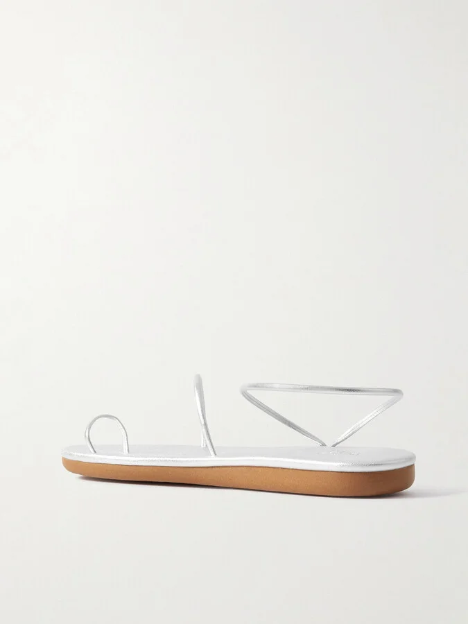 Ancient Greek Sandals - Kansiz Faux Leather Sandals - Silver - Image 3