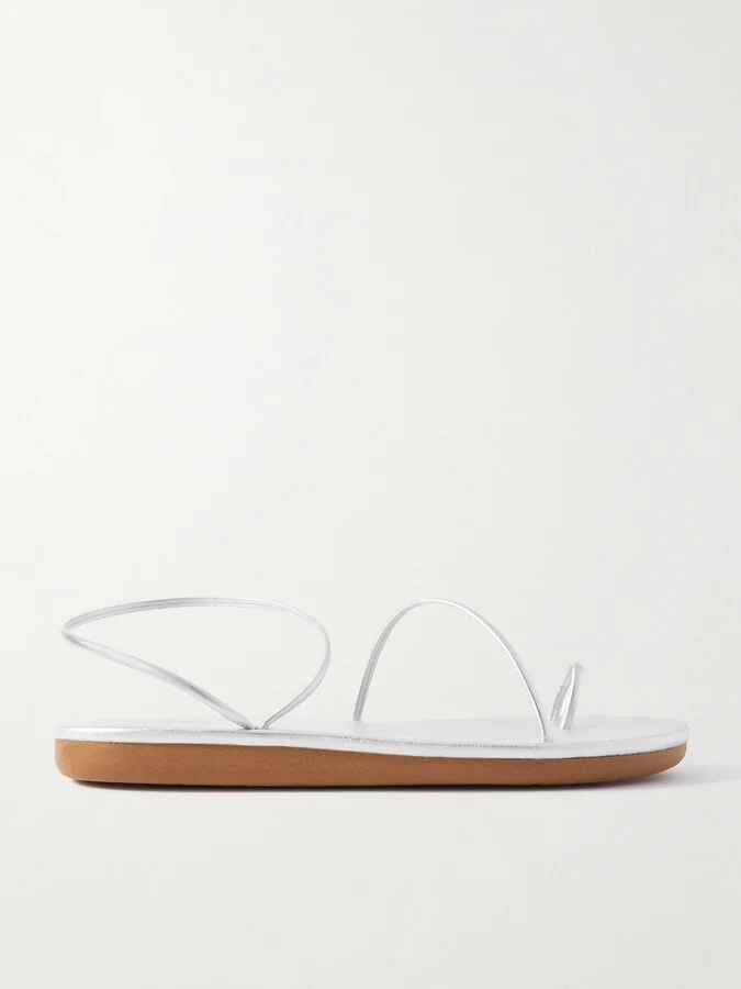 Ancient Greek Sandals - Kansiz Faux Leather Sandals - Silver