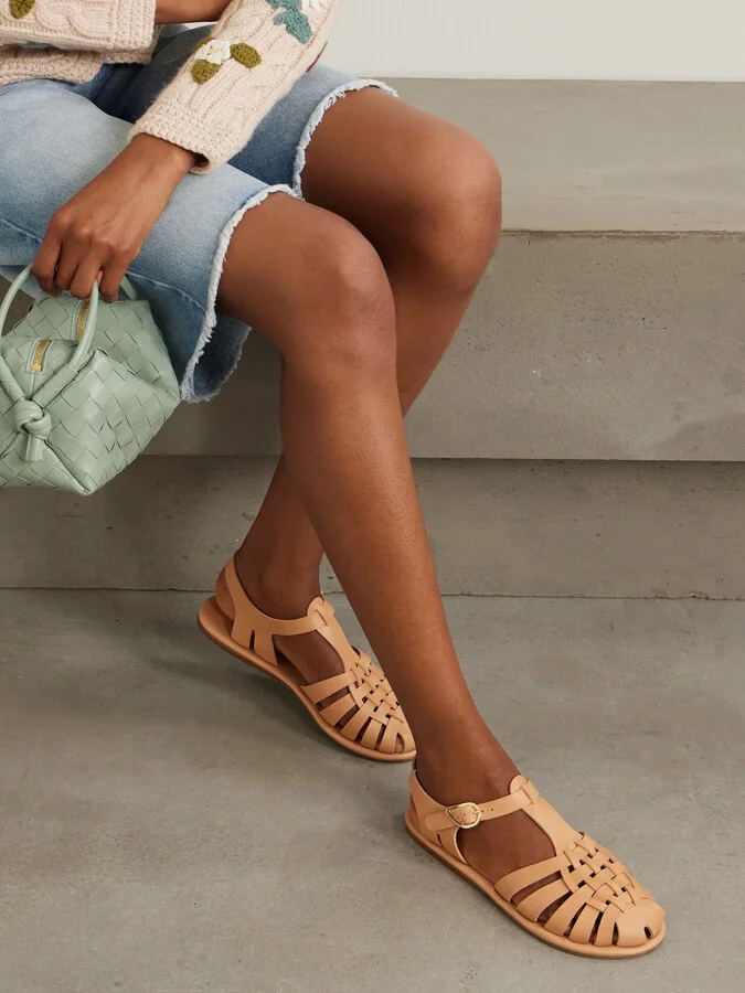 Ancient Greek Sandals - Karina Woven Leather Sandals - Neutrals - Image 2