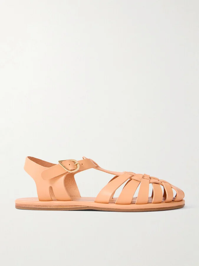 Ancient Greek Sandals - Karina Woven Leather Sandals - Neutrals