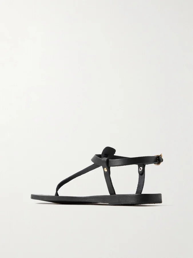 Ancient Greek Sandals - Lito Leather Sandals - Black - Image 3