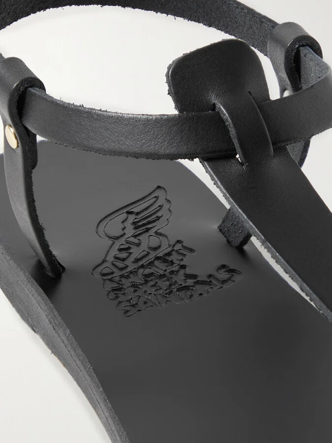 Ancient Greek Sandals - Lito Leather Sandals - Black - Image 4