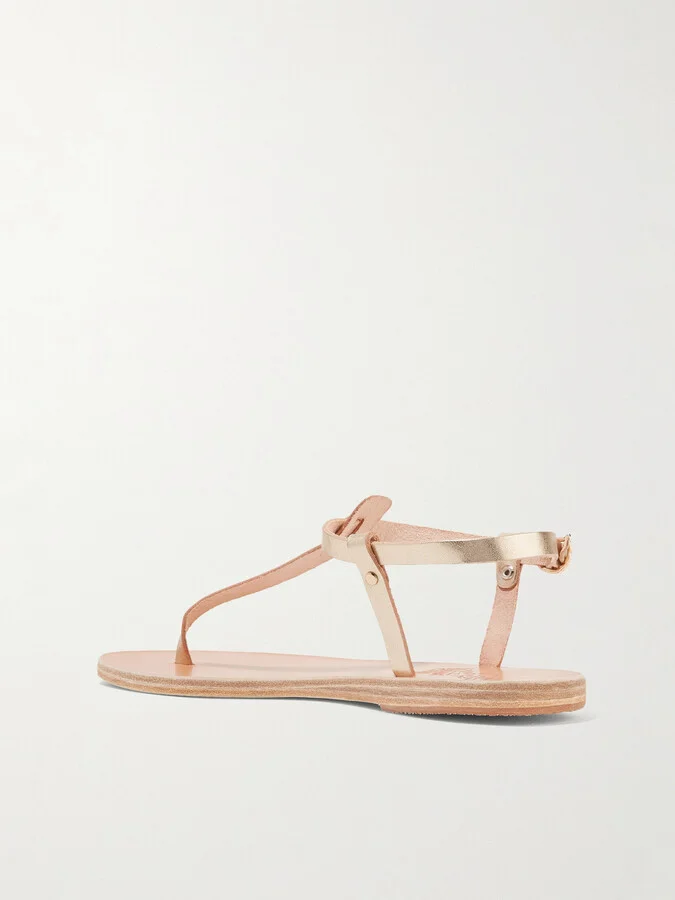 Ancient Greek Sandals - Lito Metallic Leather Sandals - Gold - Image 3