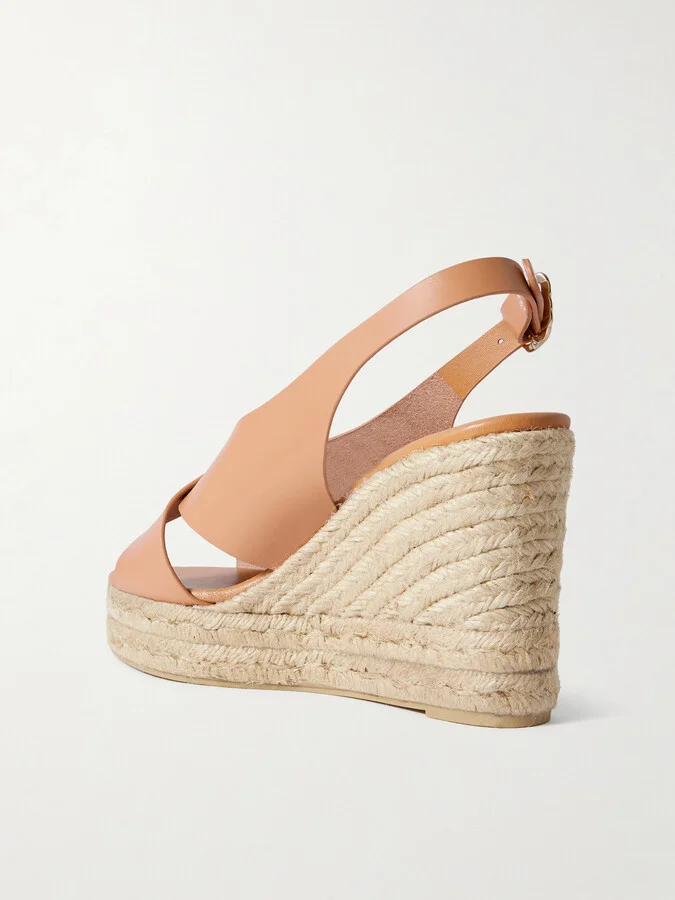 Ancient Greek Sandals - Maria Leather Espadrille Wedge Sandals - Brown - Image 3