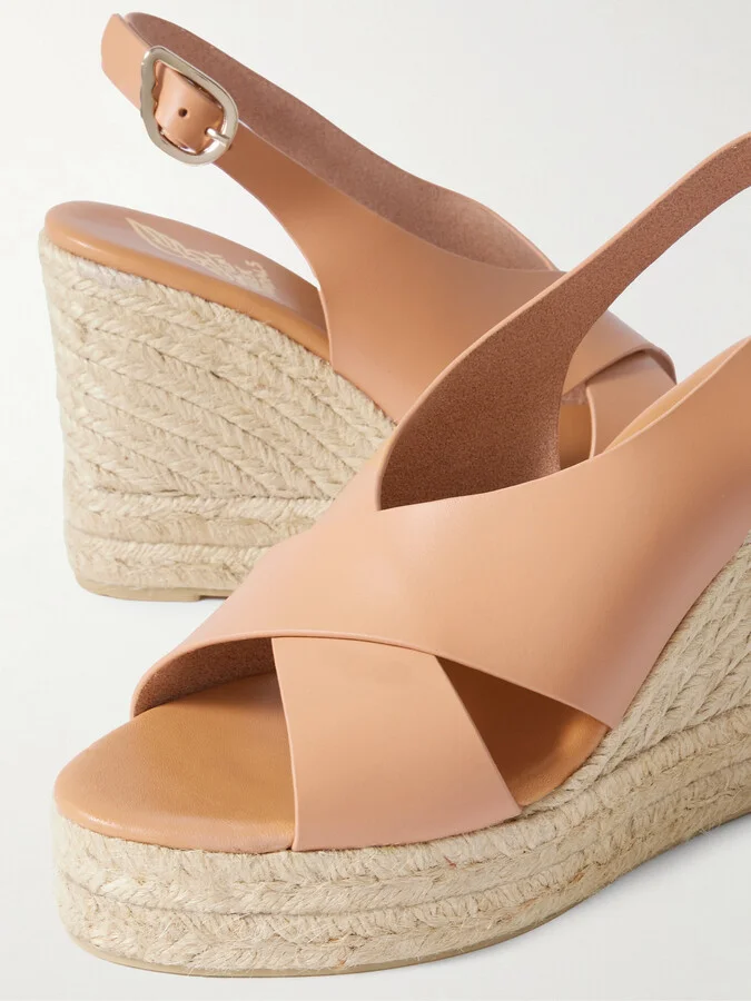 Ancient Greek Sandals - Maria Leather Espadrille Wedge Sandals - Brown - Image 4