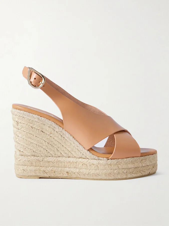 Ancient Greek Sandals - Maria Leather Espadrille Wedge Sandals - Brown