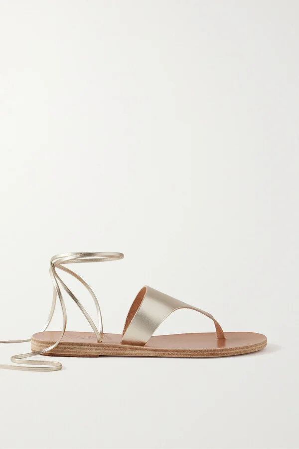 Ancient Greek Sandals - Nychta Metallic Leather Sandals - Gold