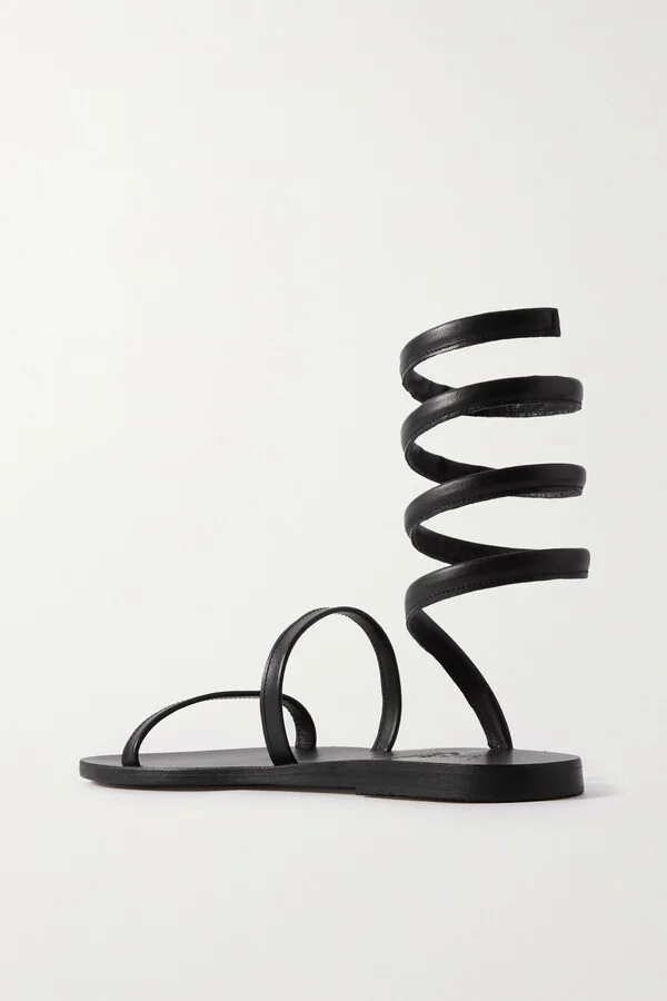 Ancient Greek Sandals - Ofis Leather Sandals - Black - Image 3