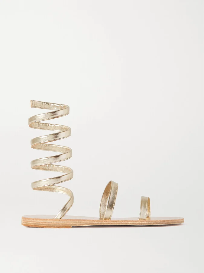 Ancient Greek Sandals - Ofis Metallic Leather Sandals - Gold