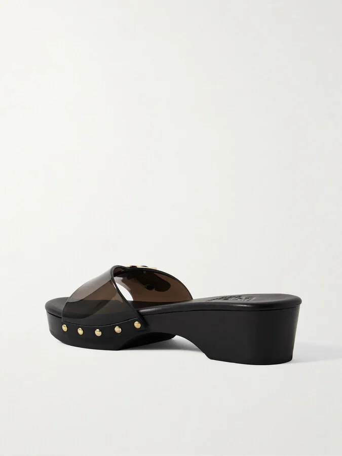 Ancient Greek Sandals - Omonia Jelly Studded Pvc Clogs - Black - Image 3