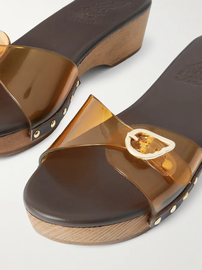 Ancient Greek Sandals - Omonia Jelly Studded Pvc Clogs - Brown - Image 4