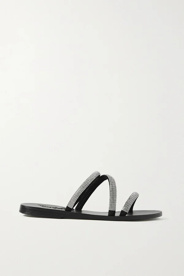 Ancient Greek Sandals - Polytimi Diamante Crystal-embellished Suede Sandals - Black - Image 5