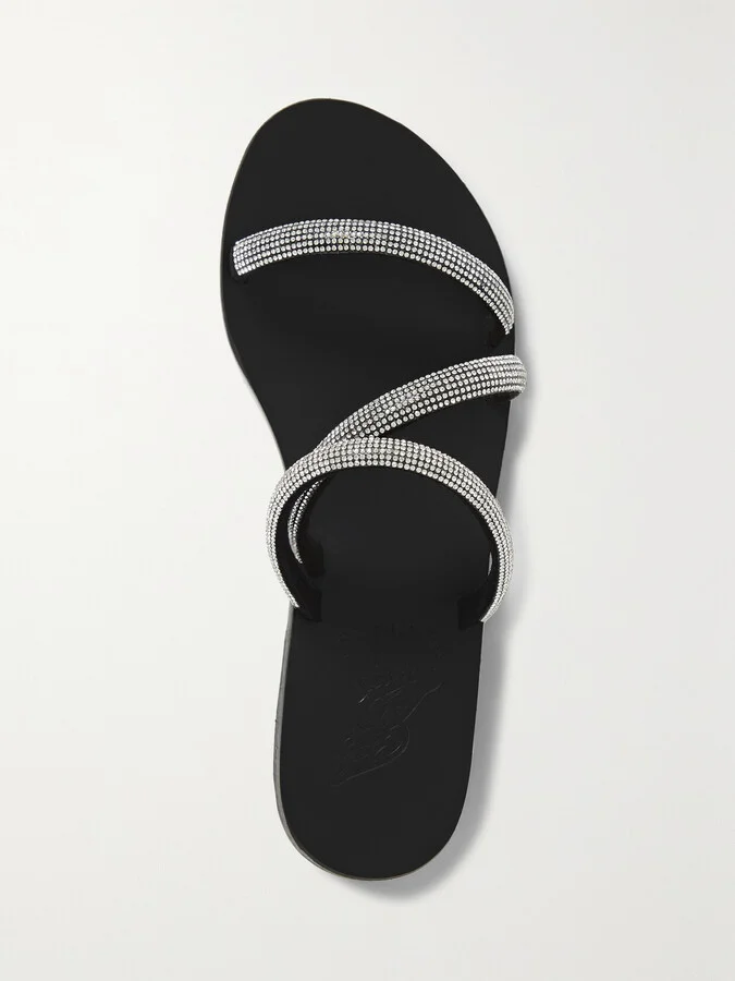 Ancient Greek Sandals - Polytimi Diamante Crystal-embellished Suede Sandals - Black