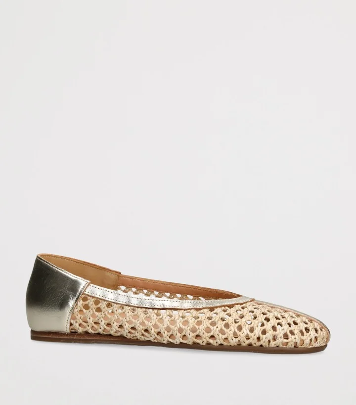 Ancient Greek Sandals Raffia Leather-Trim Aeropi Ballet Flats - Image 3