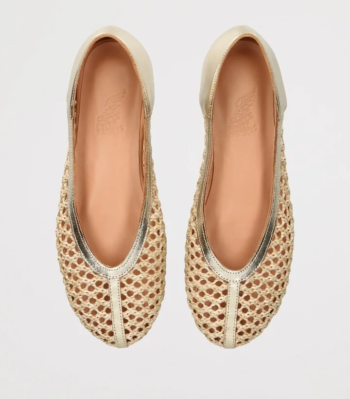 Ancient Greek Sandals Raffia Leather-Trim Aeropi Ballet Flats - Image 4