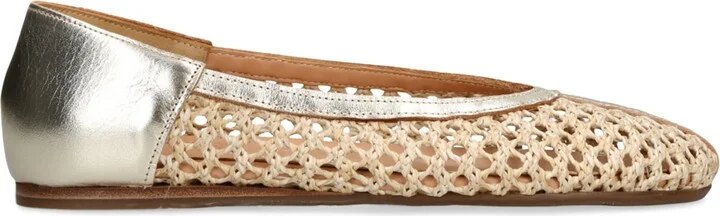 Ancient Greek Sandals Raffia Leather-Trim Aeropi Ballet Flats