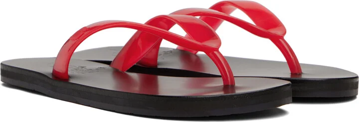 Ancient Greek Sandals Red Saionara Jelly Flip-Flops - Image 4