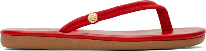 Ancient Greek Sandals Red Saionara Rope Flip-Flops