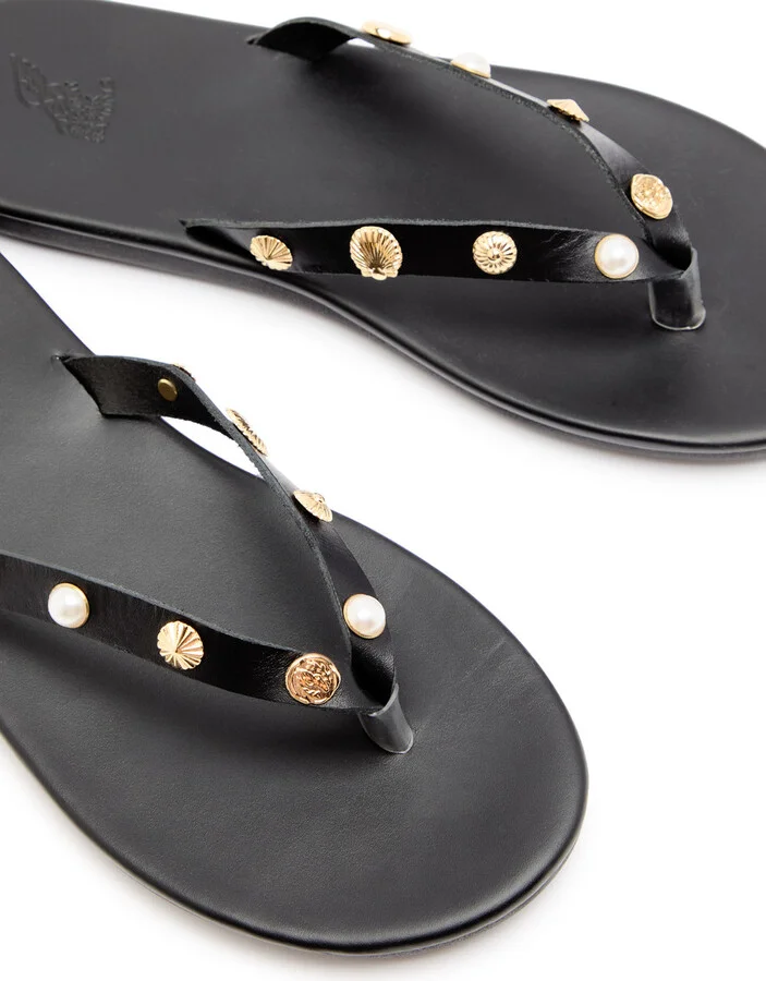 Ancient Greek Sandals Saionara Embellished Leather Sandals - Image 3