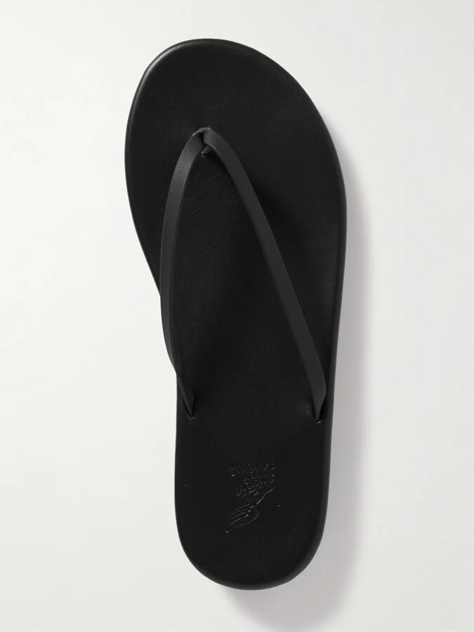 Ancient Greek Sandals - Saionara Leather Flip Flops - Black - Image 5