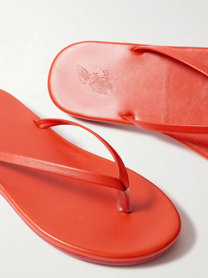 Ancient Greek Sandals - Saionara Leather Flip Flops - Red - Image 4
