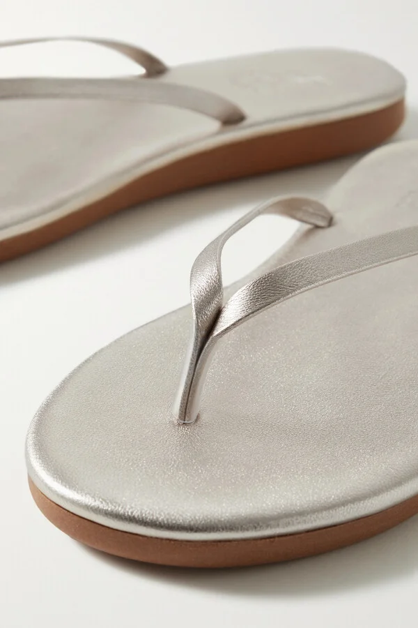 Ancient Greek Sandals - Saionara Metallic Leather Flip Flops - Gold - Image 4