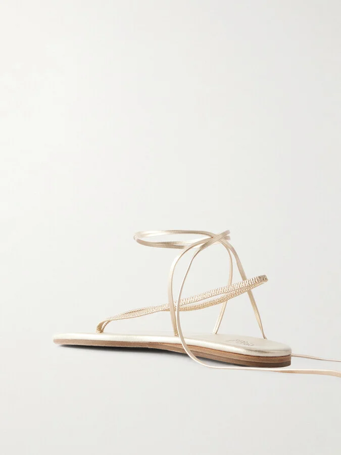 Ancient Greek Sandals - Sfendoni Metallic Sandals - Gold - Image 3