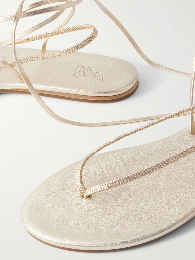 Ancient Greek Sandals - Sfendoni Metallic Sandals - Gold - Image 4