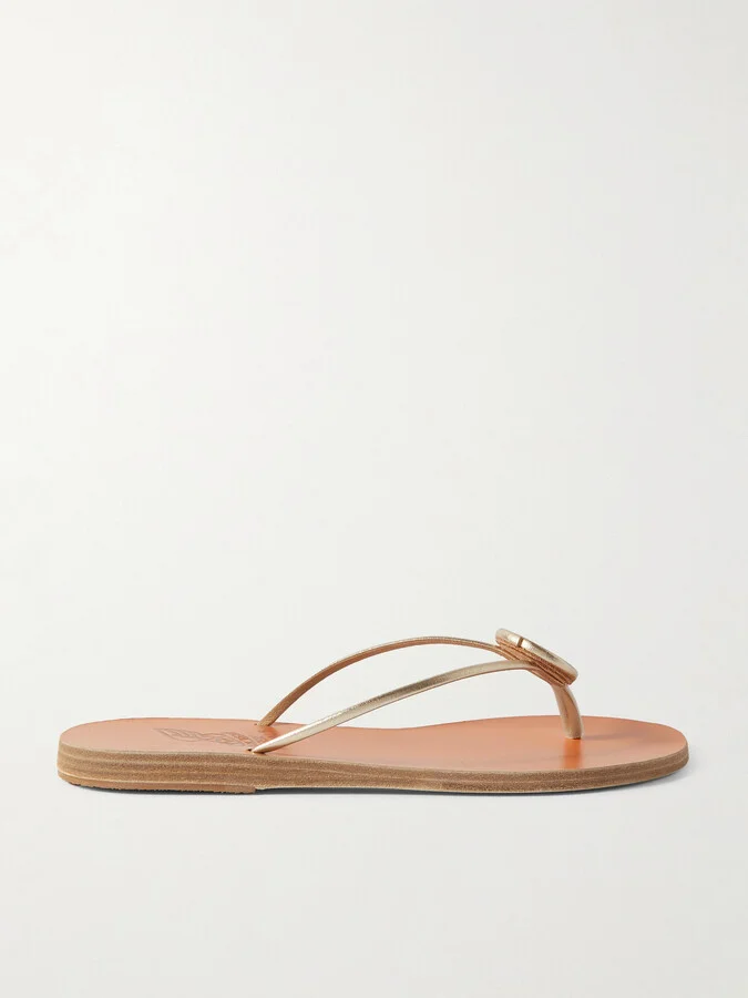 Ancient Greek Sandals - Strovilos Metallic Leather Flip Flops - Gold