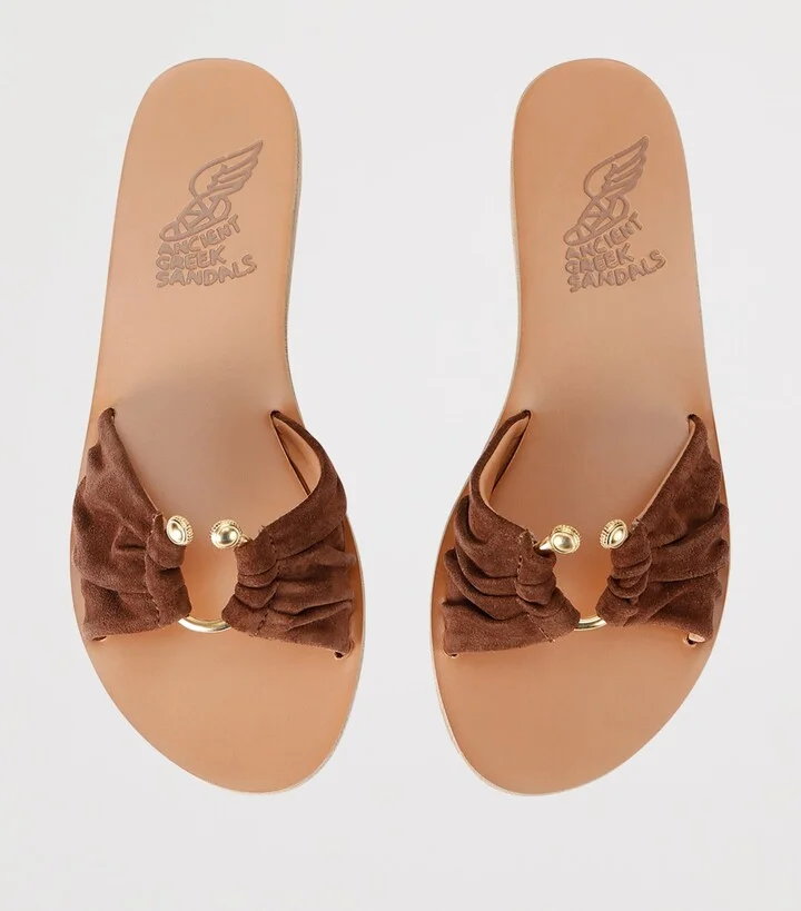 Ancient Greek Sandals Suede Nektaria Slides - Image 4