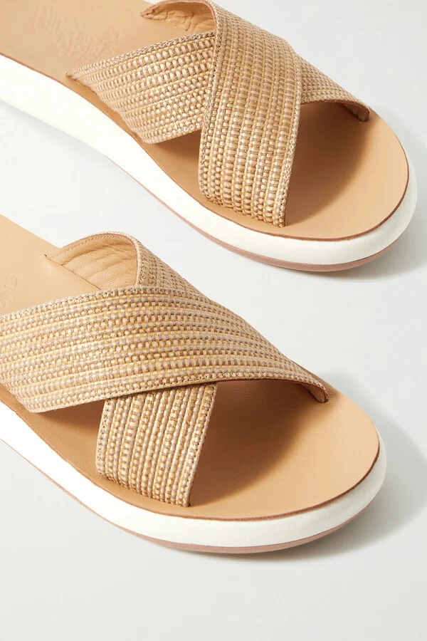 Ancient Greek Sandals - Thais Woven Raffia Slides - Neutrals - Image 4