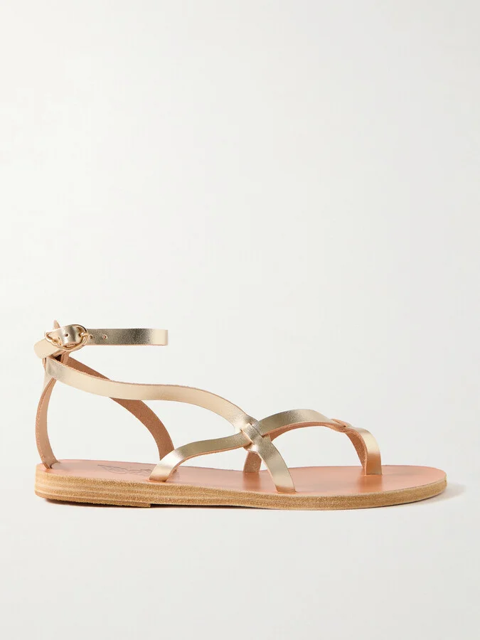 Ancient Greek Sandals - Tomi Metallic Leather Sandals - Gold