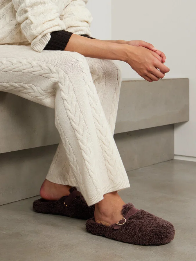 Ancient Greek Sandals - Vasilitsa Buckled Suede-trimmed Shearling Mules - Brown - Image 2