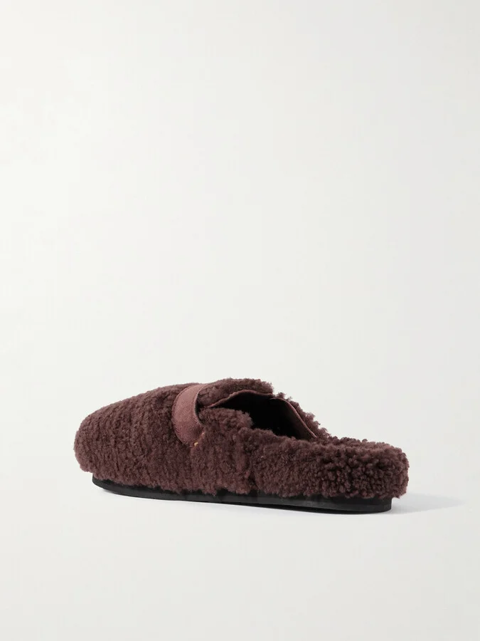 Ancient Greek Sandals - Vasilitsa Buckled Suede-trimmed Shearling Mules - Brown - Image 3