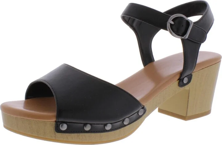 Anddreas Womens Faux Leather Clog Heel Sandals