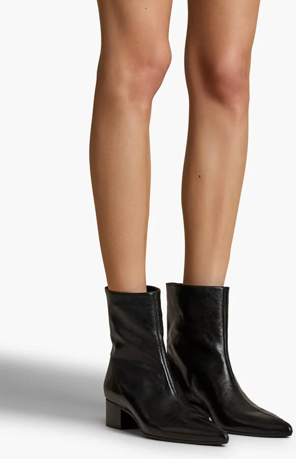 Andee Ankle Boot in Black Glazed Leather - Image 5