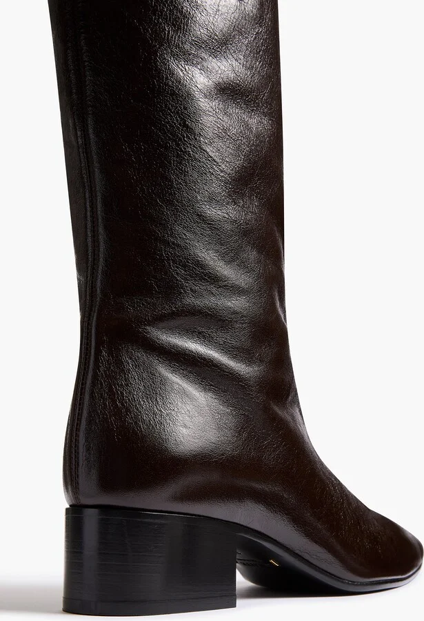 Andee Knee-High Boot in Black Glazed Leather - Image 3