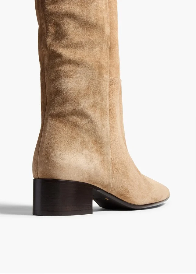 Andee Slouchy Knee-High Boot in Taupe Suede - Image 3