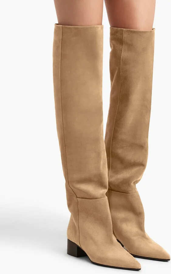 Andee Slouchy Knee-High Boot in Taupe Suede - Image 5
