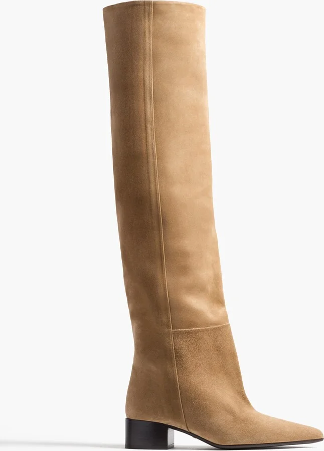 Andee Slouchy Knee-High Boot in Taupe Suede