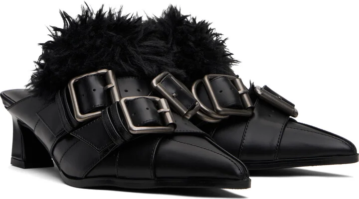 Andersson Bell Black Layered Strap Mule Heels - Image 4