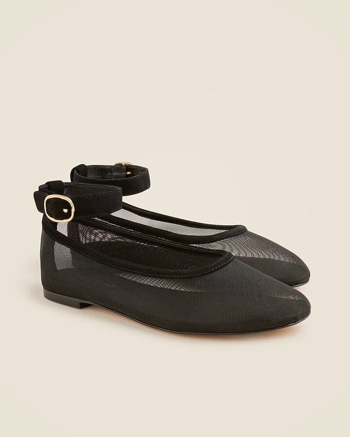 Andi ankle-strap ballet flats in mesh