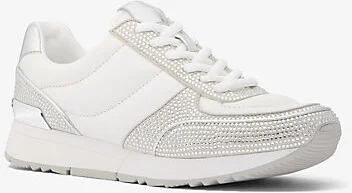 Andi Embellished Quilted Leather and Metallic Trainer