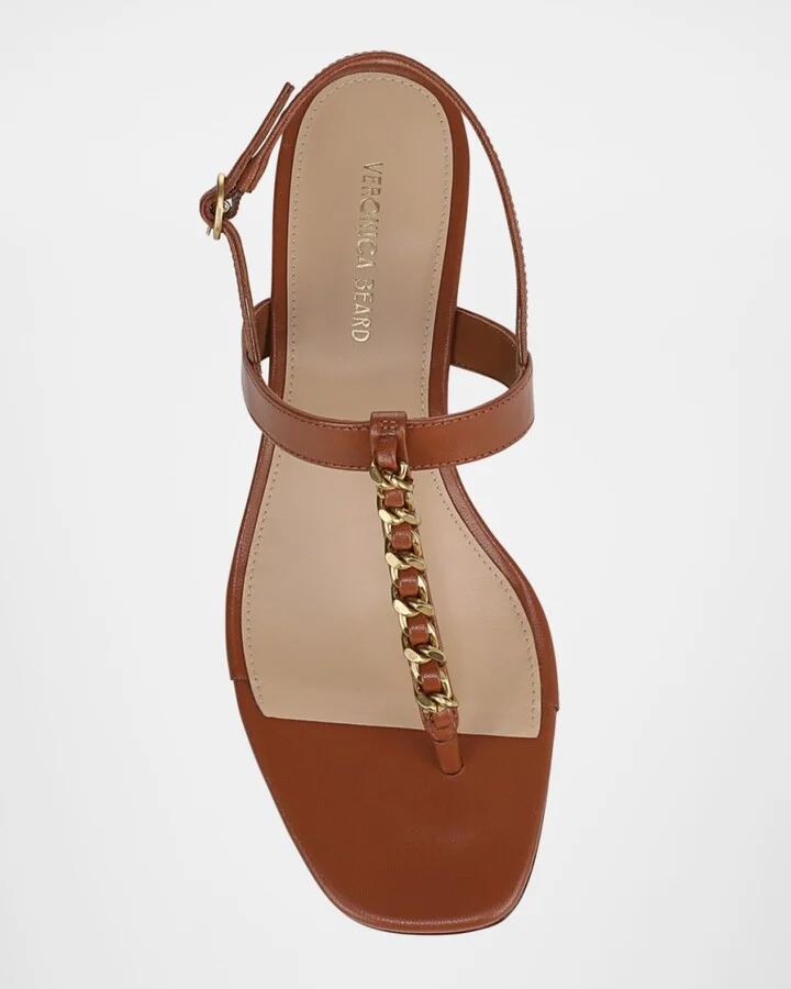 Andie Leather Chain Slingback Sandals - Image 2