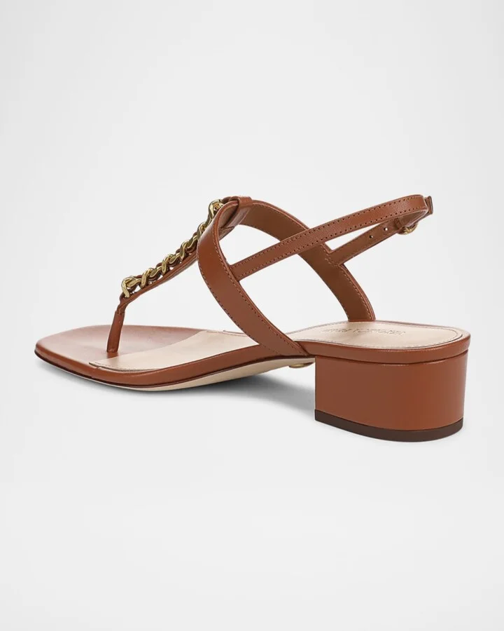 Andie Leather Chain Slingback Sandals - Image 3