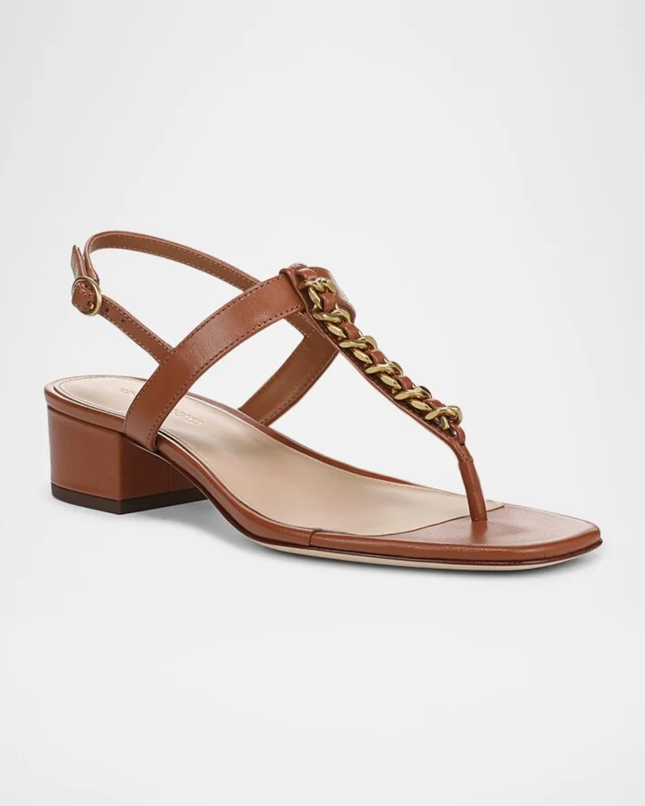 Andie Leather Chain Slingback Sandals - Image 4
