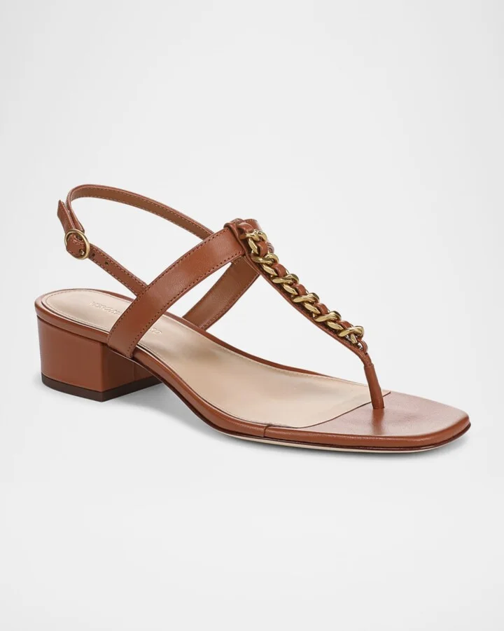 Andie Leather Chain Slingback Sandals - Image 5