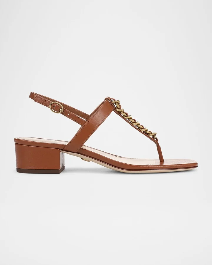 Andie Leather Chain Slingback Sandals
