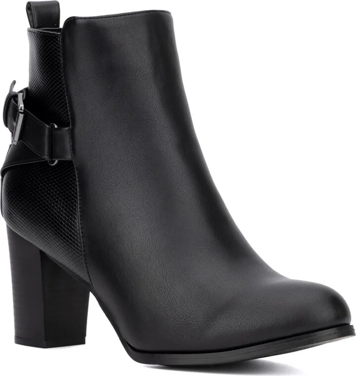 Andra Womens Faux Leather Block Heel Ankle Boots